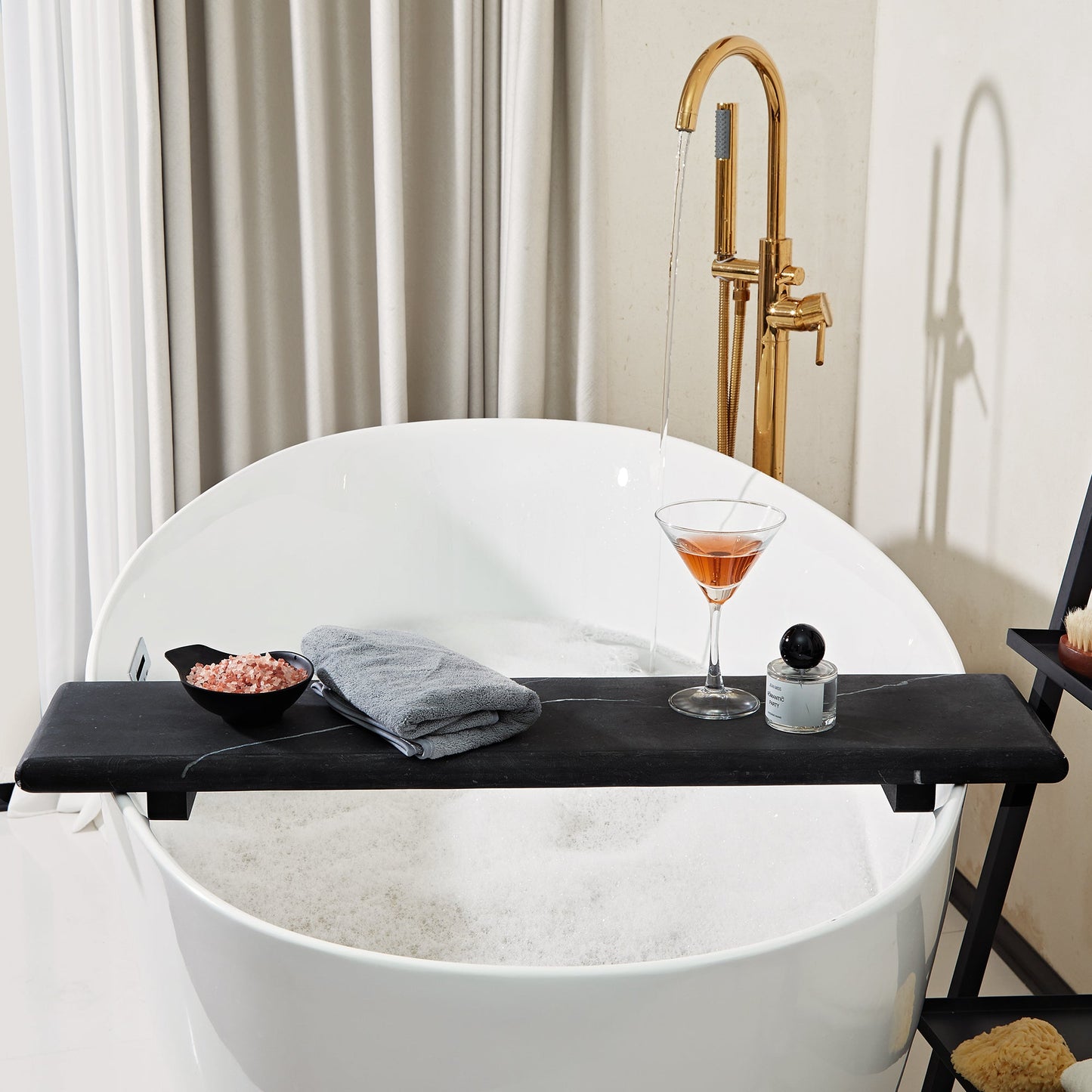 Handcrafted Black Marquina Marble Bath Accessories - Unique and Chic Bathroom Supplies for Elegant Decor