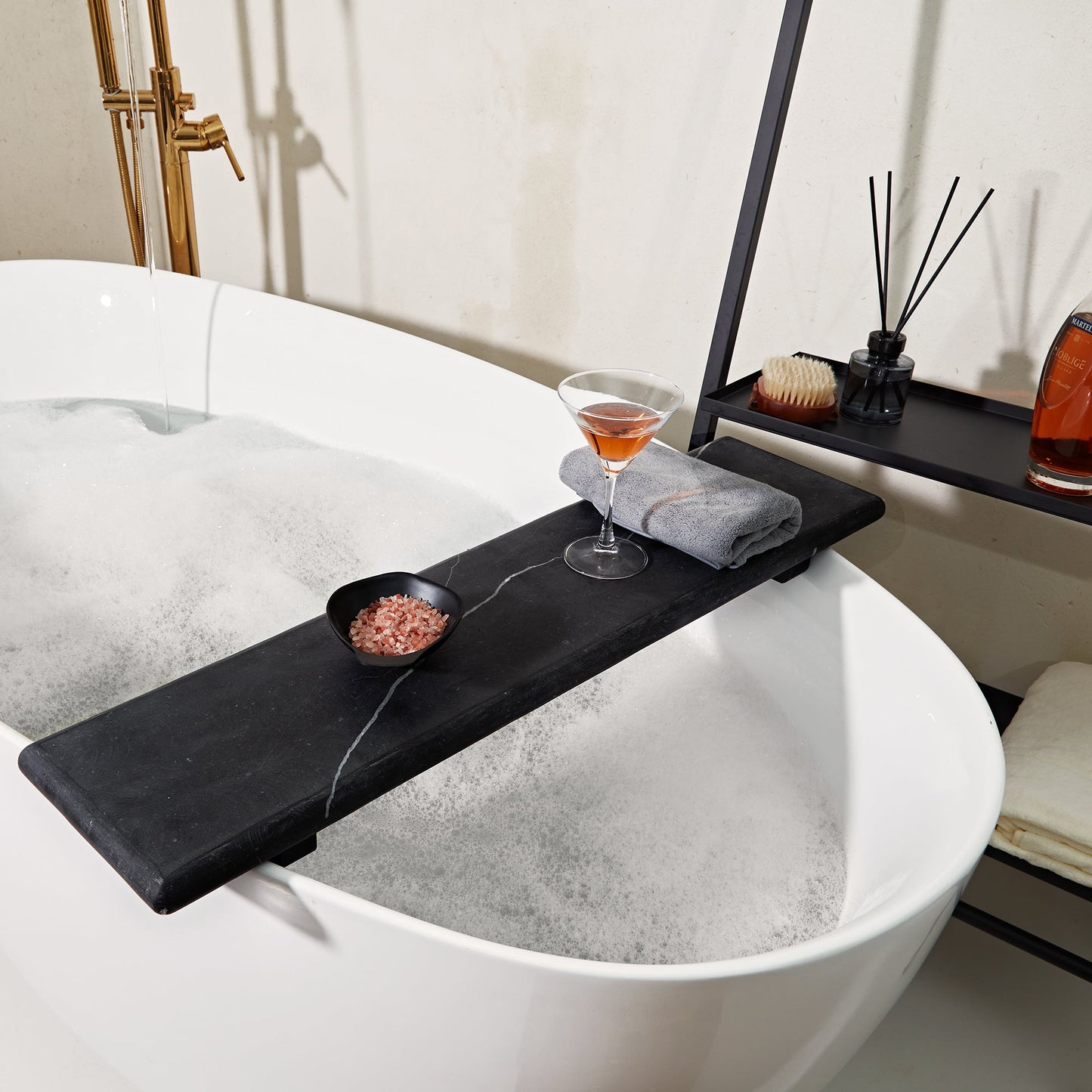 Handcrafted Black Marquina Marble Bath Accessories - Unique and Chic Bathroom Supplies for Elegant Decor