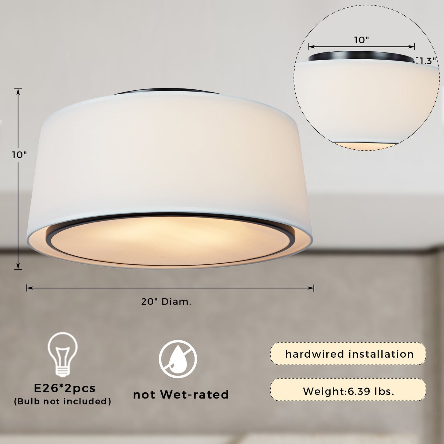 Glow Cone Ceiling Lamp - Pacific Northwest-Inspired Cone-Style Shade for Bedroom and Living Room Lighting