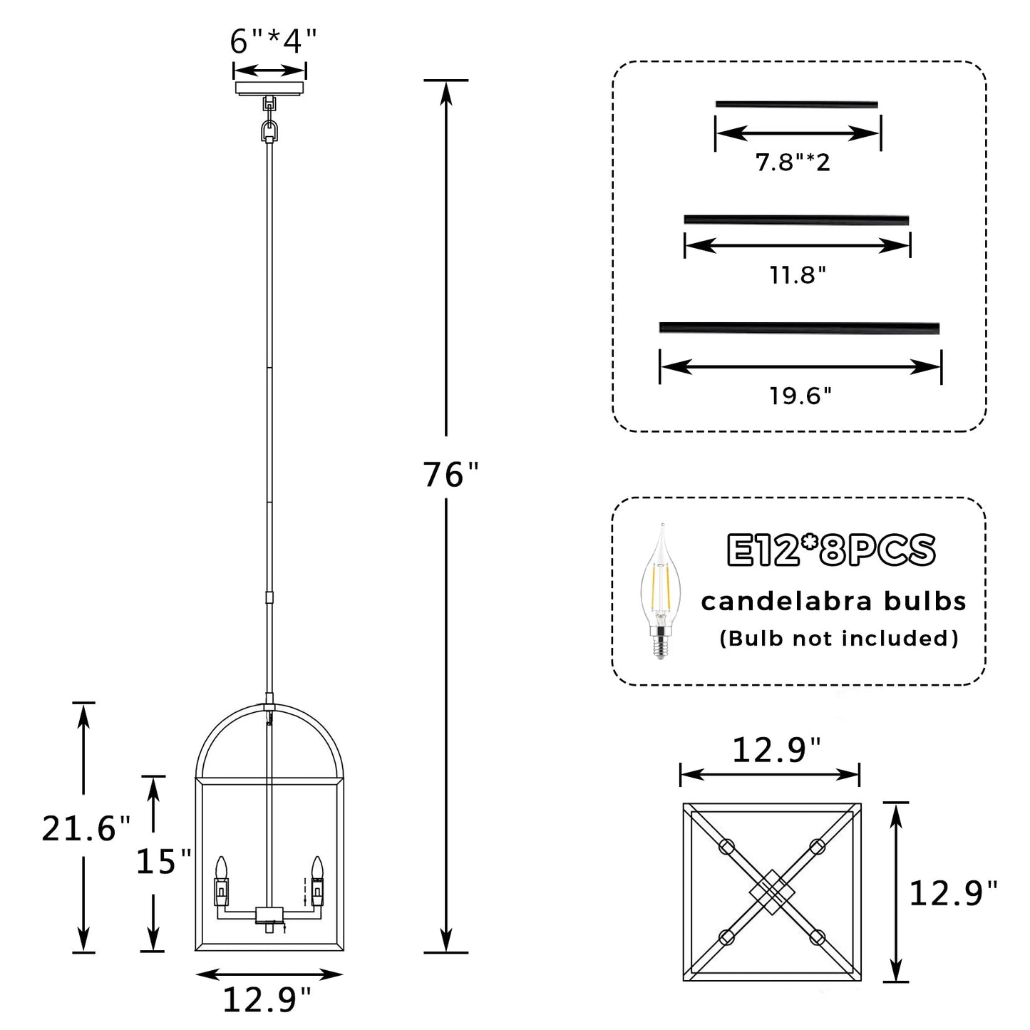 Modern Industrial Forged-Iron Pendant Light - Adjustable Height Hanging Light Fixtures, Suitable for Dining Room And Living Room