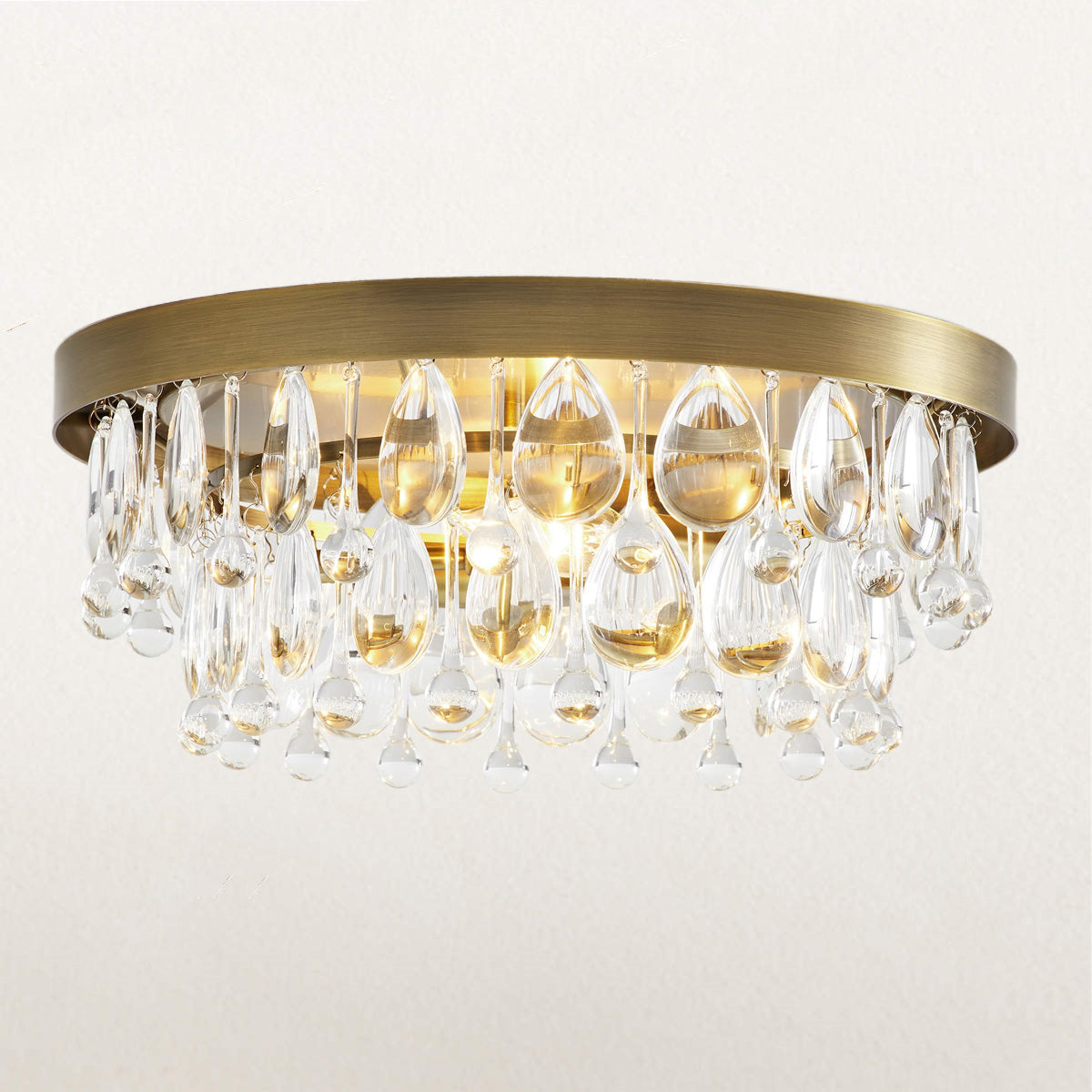 Crystal Glow Versa Flush Mount - Elegant Design with Crystal Droplets for Bedroom and Living Room Lighting