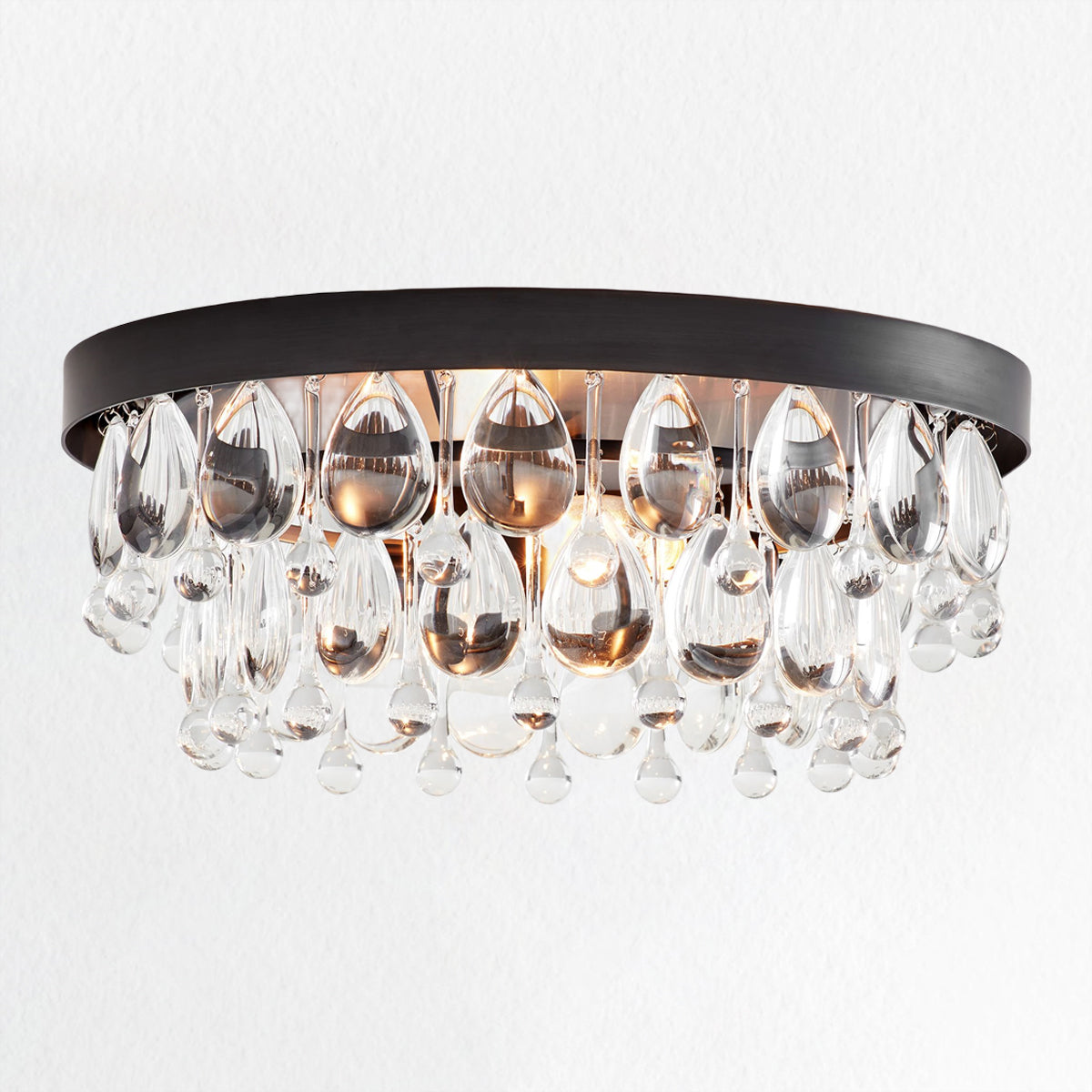 Crystal Glow Versa Flush Mount - Elegant Design with Crystal Droplets for Bedroom and Living Room Lighting