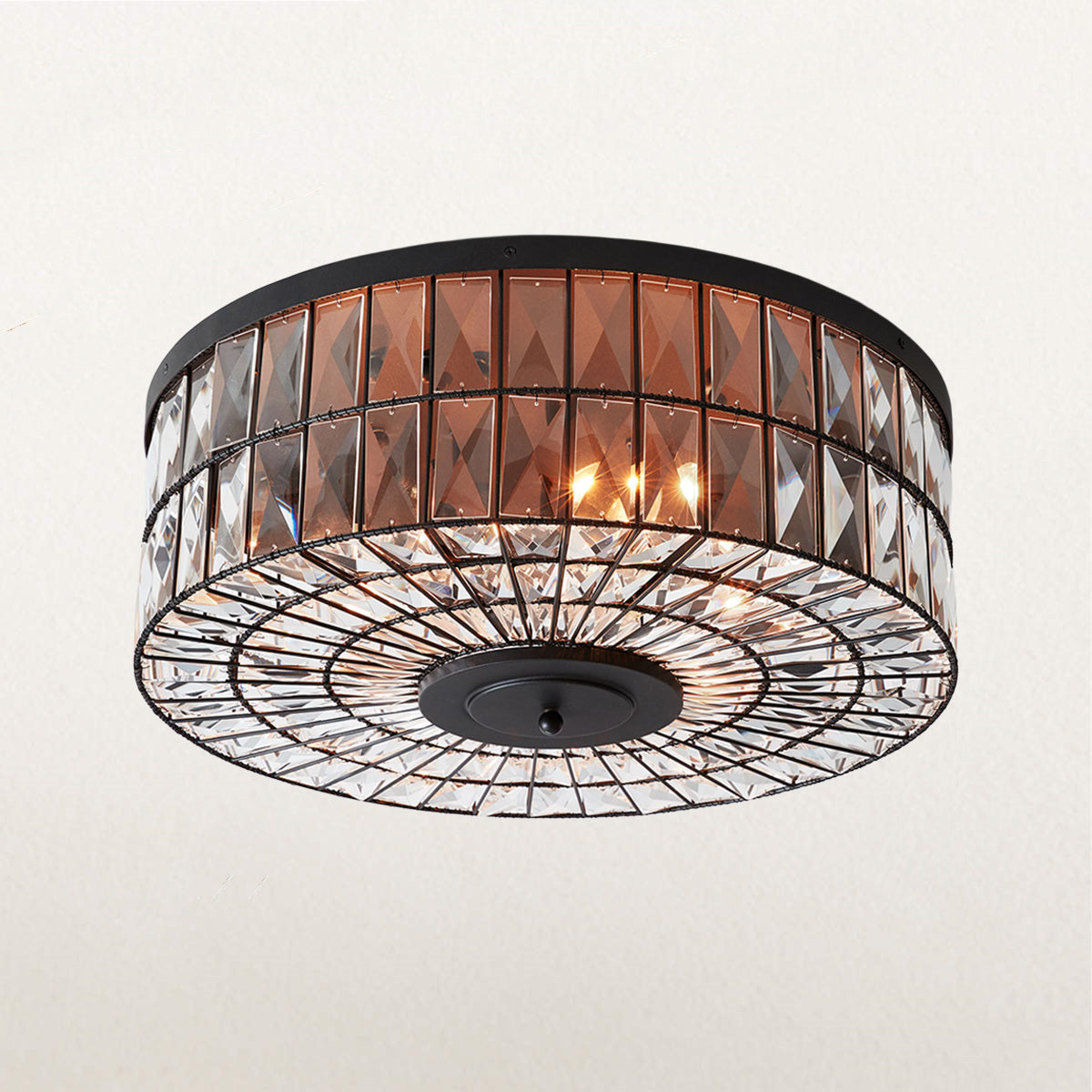 Modern Elegance Crystal Flush Mount - Premium Glass Crystals, Suitable for Dining Room and Living Room Ceiling Lights