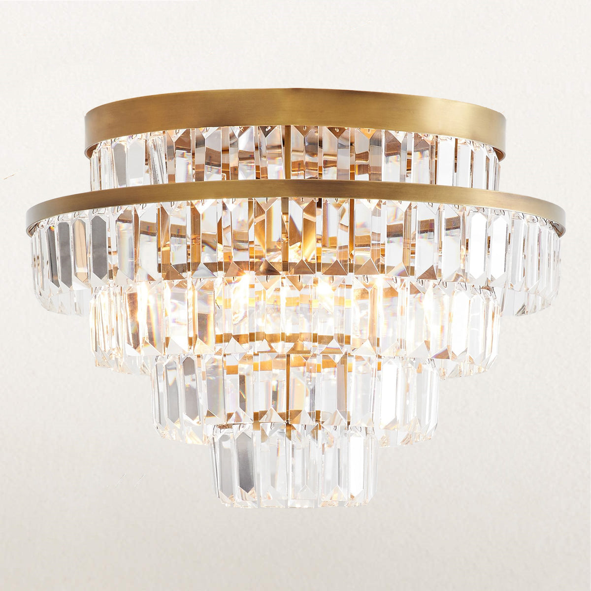 Crystal Flush Mount with Antique Bronze Finish - Contemporary Design for Living Ceiling, Ideal for Dining Room and Modern Living Room Fixtures