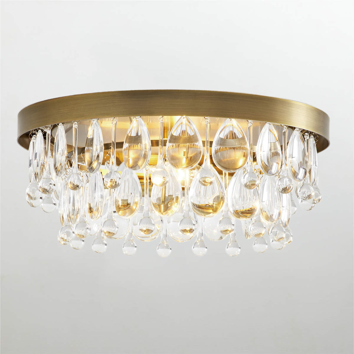 Crystal Glow Versa Flush Mount - Elegant Design with Crystal Droplets for Bedroom and Living Room Lighting