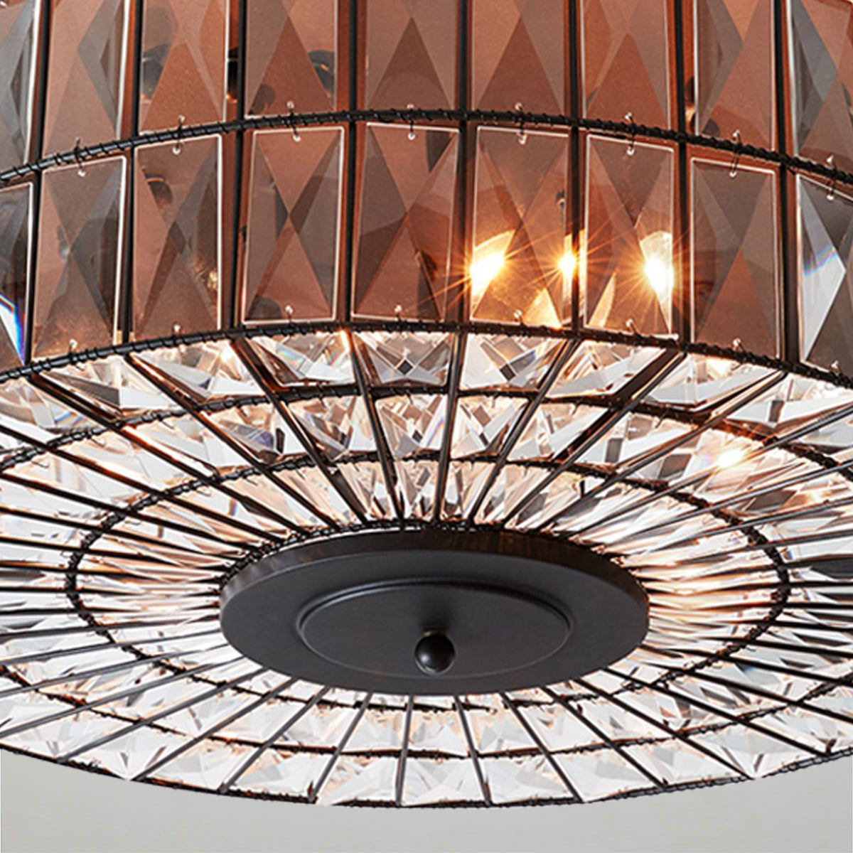 Modern Elegance Crystal Flush Mount - Premium Glass Crystals, Suitable for Dining Room and Living Room Ceiling Lights