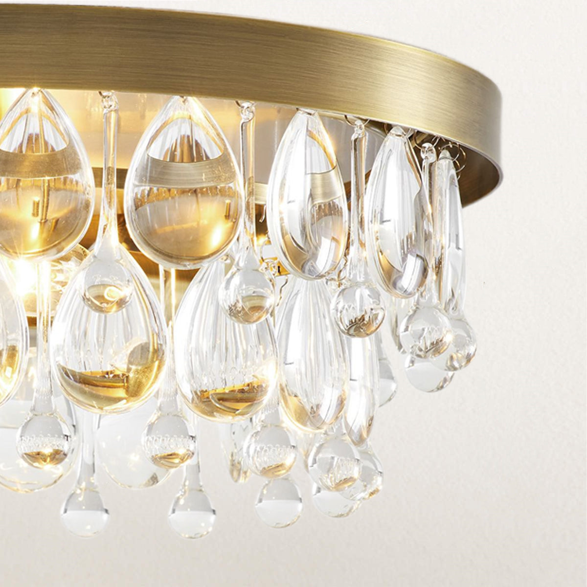 Crystal Glow Versa Flush Mount - Elegant Design with Crystal Droplets for Bedroom and Living Room Lighting