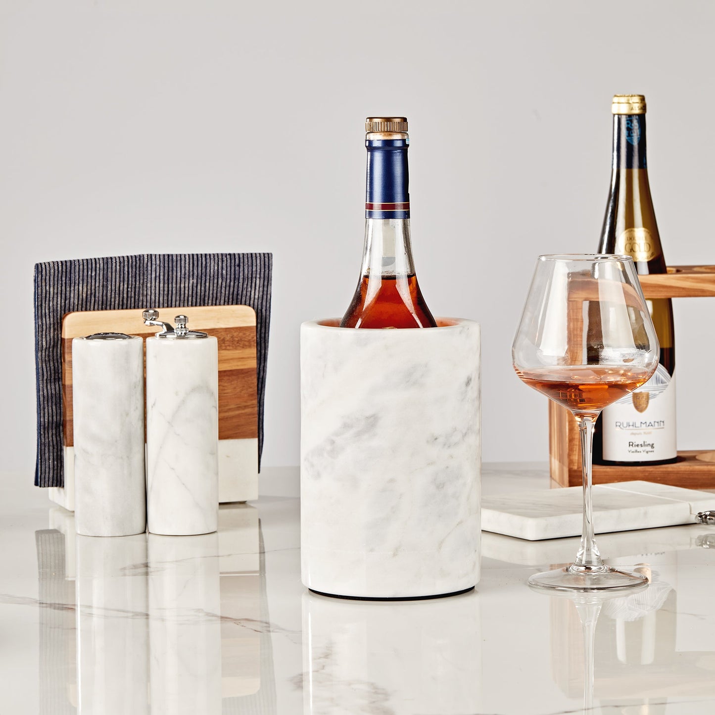 legant French White Marble Wine Cooler for Kitchen - Multi-functional Design for Dining Room and Perfect Marble Wine Chiller