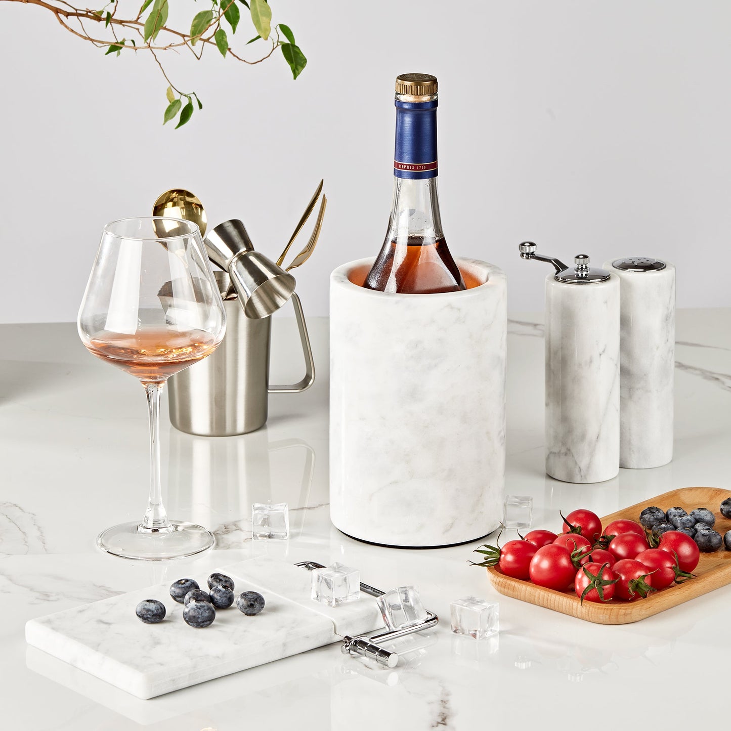legant French White Marble Wine Cooler for Kitchen - Multi-functional Design for Dining Room and Perfect Marble Wine Chiller