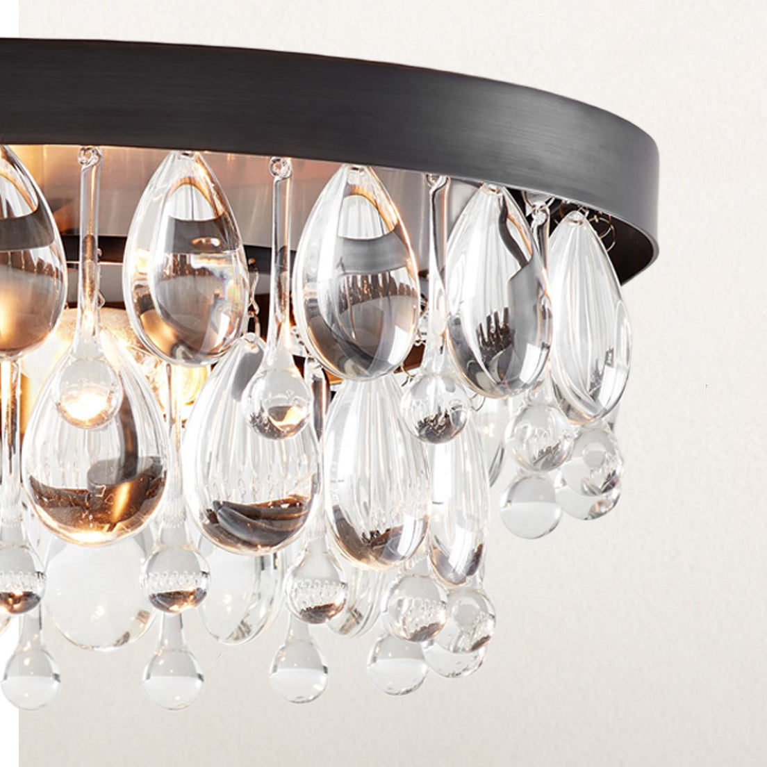 Crystal Glow Versa Flush Mount - Elegant Design with Crystal Droplets for Bedroom and Living Room Lighting