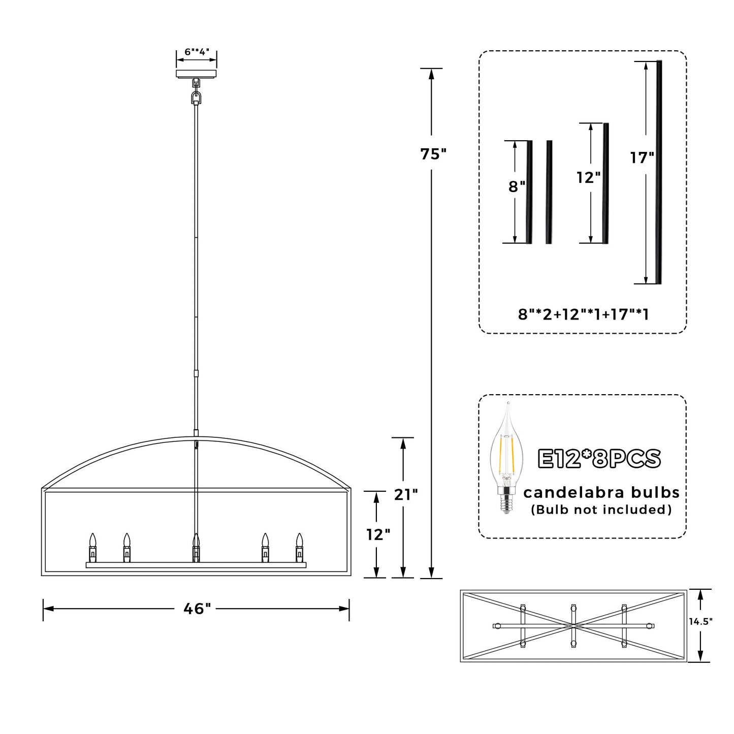 ForgeCurve Dining Chandelier - Modern Hand-Forged Chandelier with Organic Curves Suitable for Dining Room And Living Room