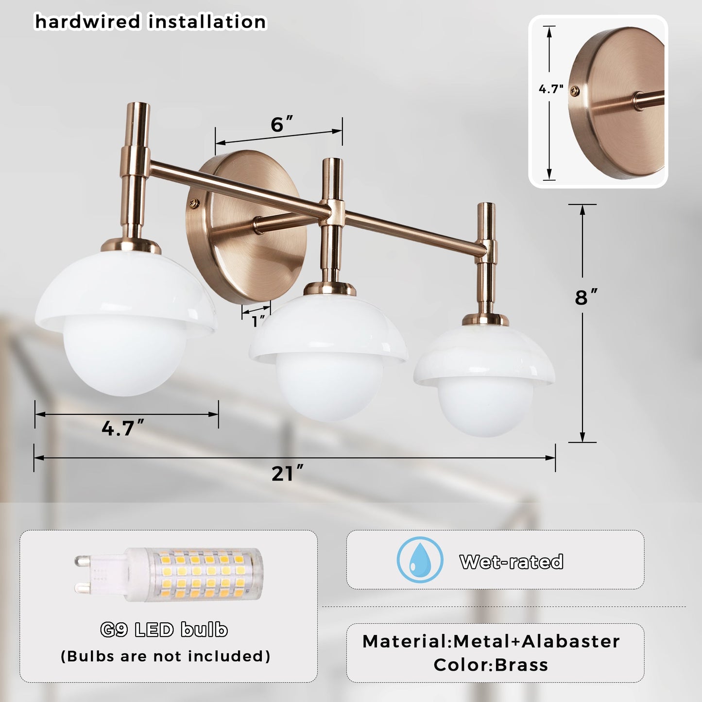 Opulent Glow Hand-Carved Alabaster Bathroom Sconce with Opal Shades - Elegant Light Fixture for Bedrooms, Bathrooms, and Living Rooms