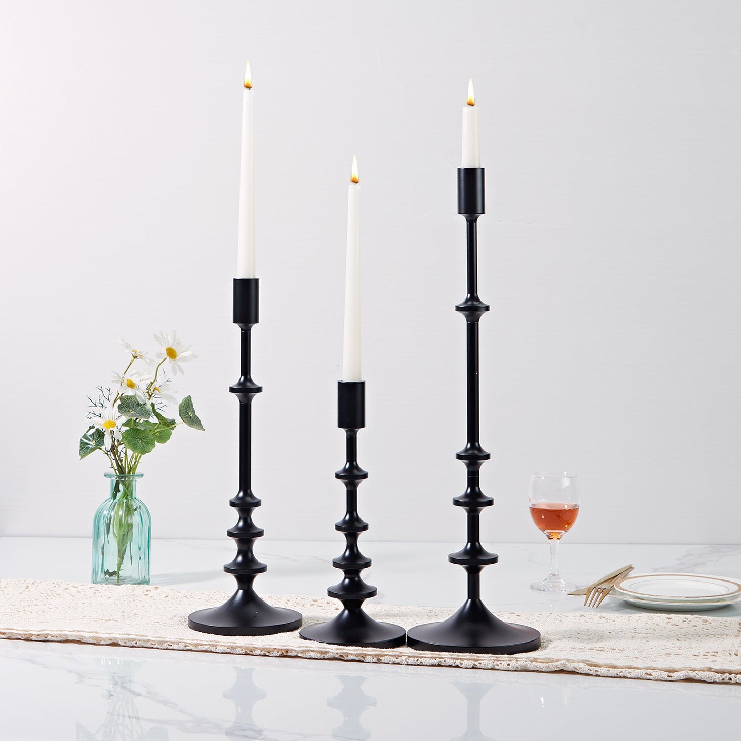 Modern Aluminum Taper Candle Holder with Powdercoated Finish - Elegant Candle Stand for Home Decor, Perfect for Living Room and Dining Room