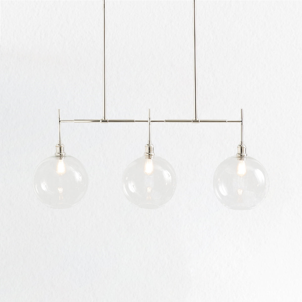 Modern Glam Linear Globe Chandelier - Stylish Two-Toned Light Fixture for Dining Room