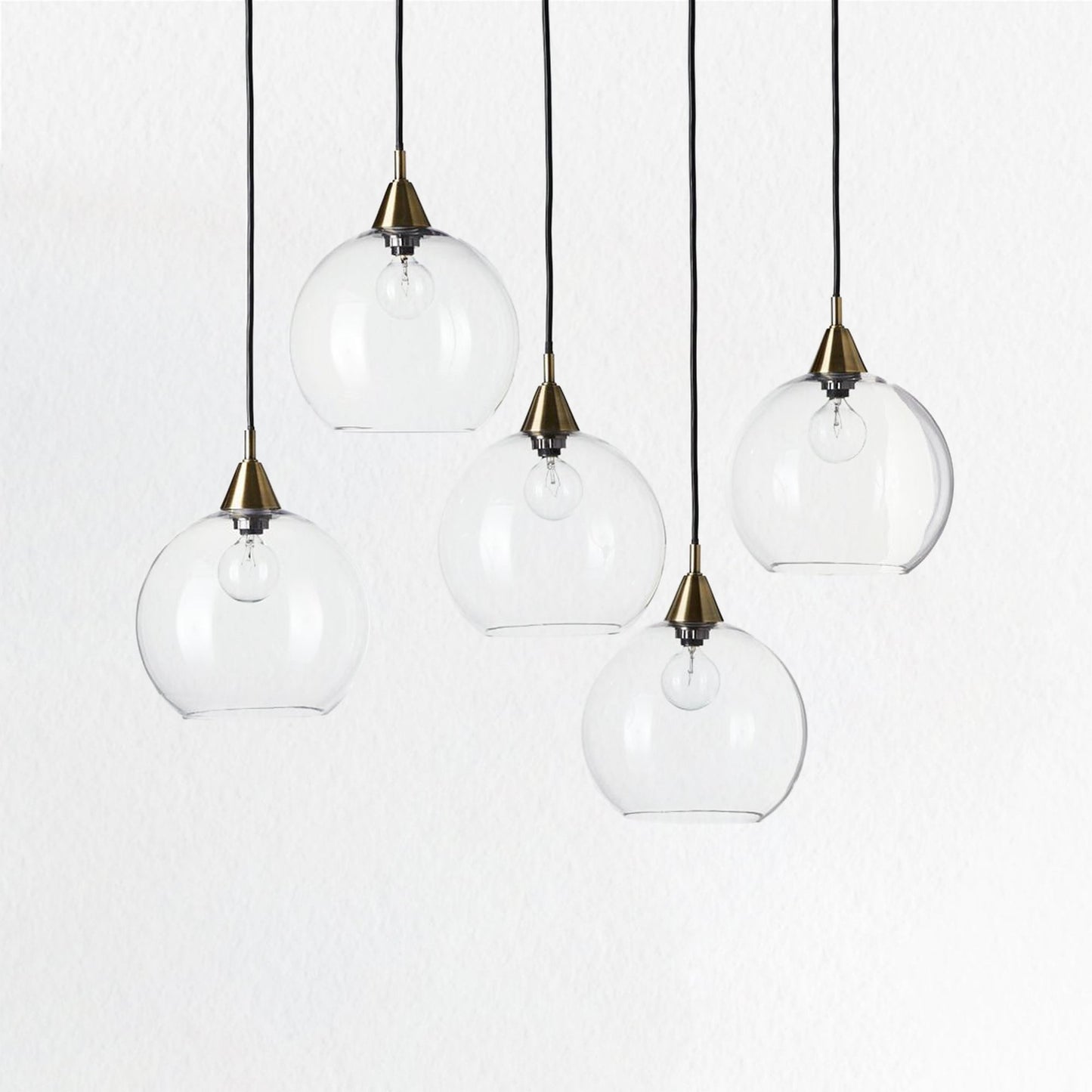 Industrial Modern Glass Globe Pendant - Sleek Chandelier with Clear Glass Shades, Suitable for Dining Room And Living Room