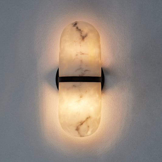 Resin Wall Sconce - Premium Resin Exterior Mimicking Marble, Damp Rated, Hardwired - Ideal for Wall Sconces, Bathroom Sconce, Kitchen Sconce, and Exterior Wall Lights