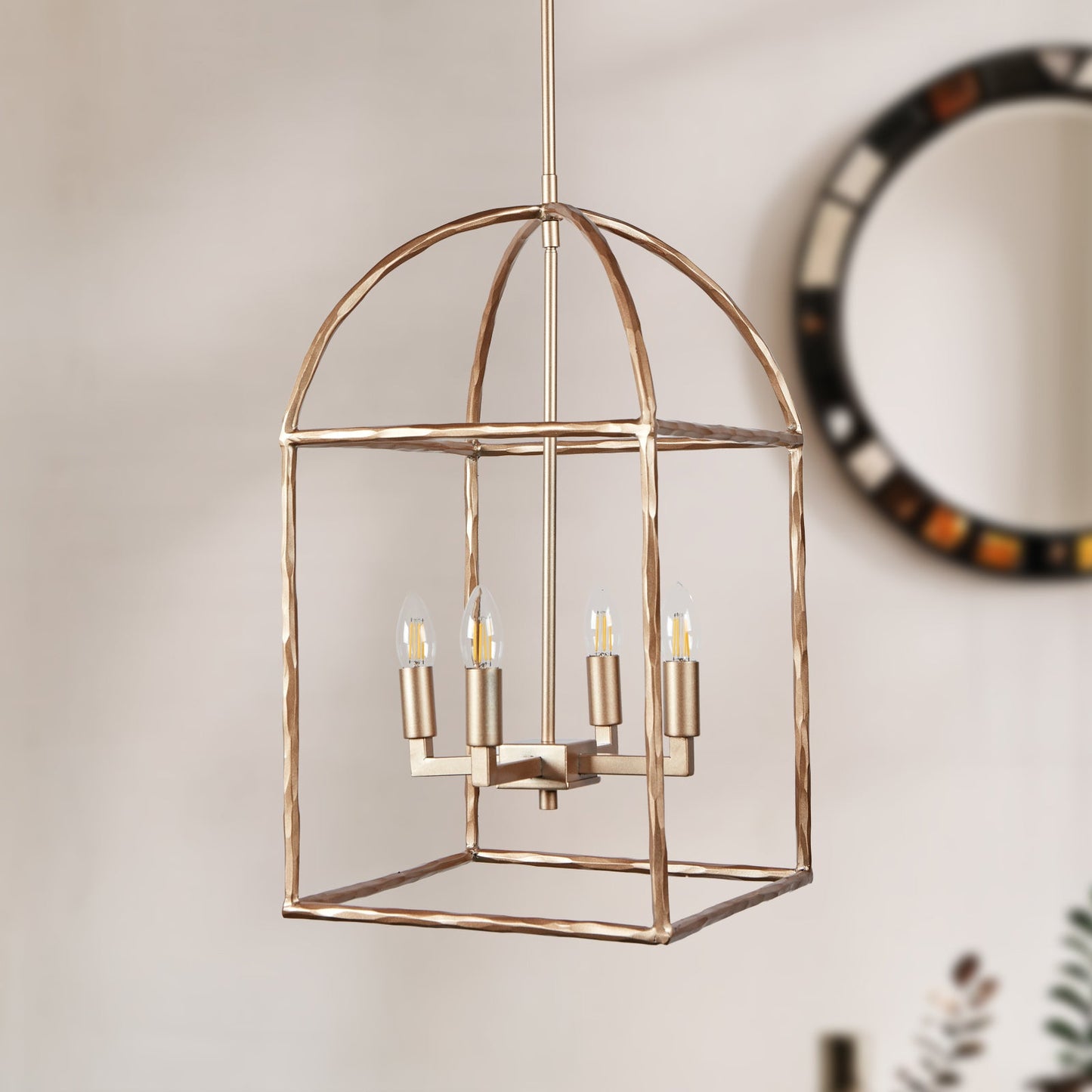Modern Industrial Forged-Iron Pendant Light - Adjustable Height Hanging Light Fixtures, Suitable for Dining Room And Living Room