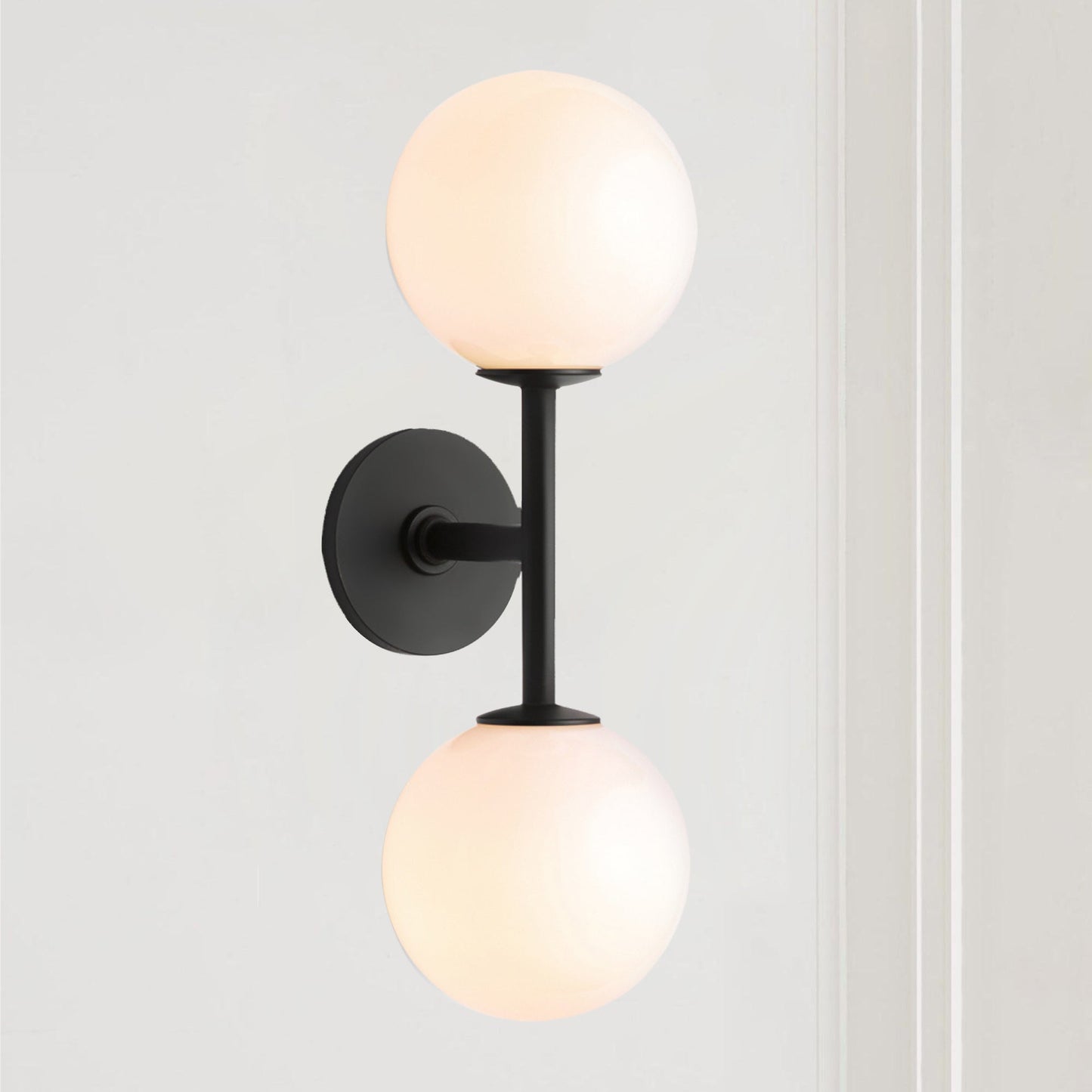 Fiberglass Glow Double Wall Sconce: Cast Fiberglass with White Textured Finish and Pewter/Gold Accents for Kitchen, Bathroom, Outdoor