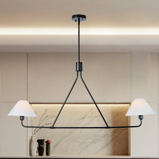 Minimalist Elegance Architectural 2-Light Tapered Pendant: Angular and Minimalist Design for Dining, Bedroom, and Living Room Illumination