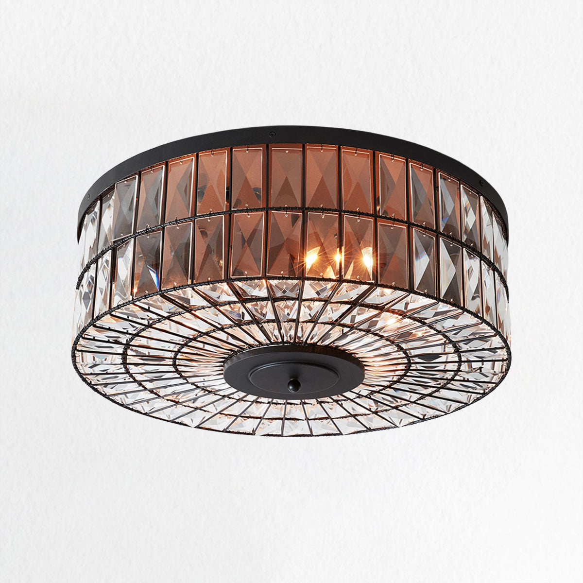 Modern Elegance Crystal Flush Mount - Premium Glass Crystals, Suitable for Dining Room and Living Room Ceiling Lights