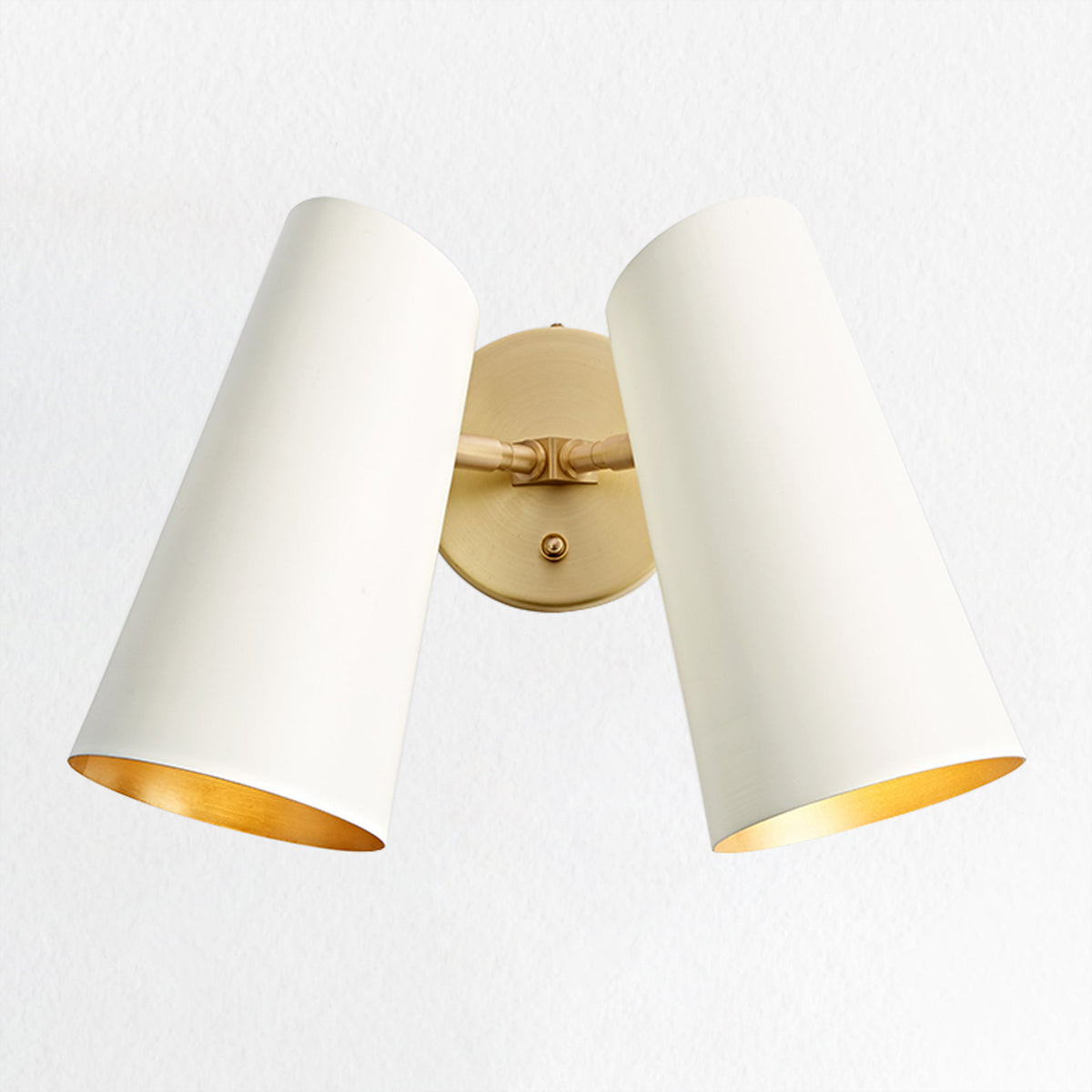 Articulating Mid-Century Double Sconce - Stylish Brass Metal Wall Lights for Living Room