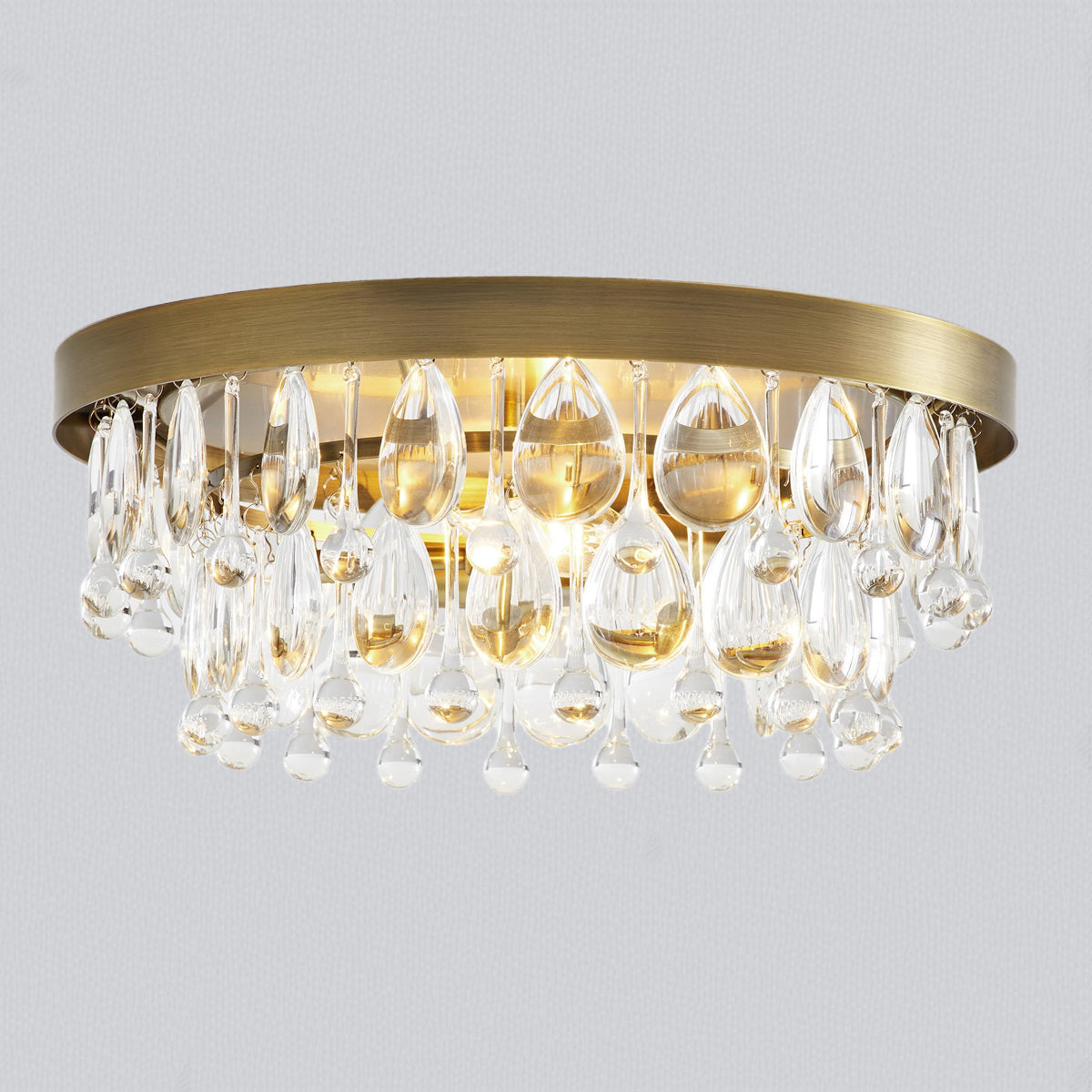 Crystal Glow Versa Flush Mount - Elegant Design with Crystal Droplets for Bedroom and Living Room Lighting