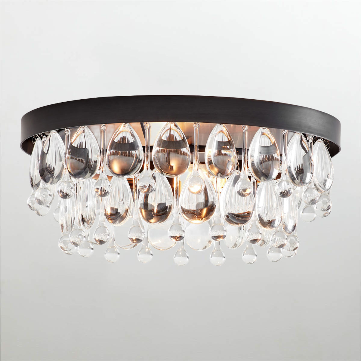 Crystal Glow Versa Flush Mount - Elegant Design with Crystal Droplets for Bedroom and Living Room Lighting