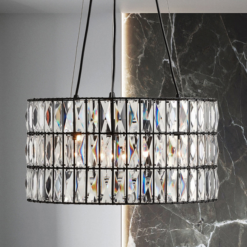 Glimmering Heights Adjustable Crystal Chandelier - Elegant Lighting Fixture for Dining Room, Living Room, and Bedroom