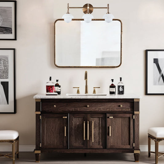 Opulent Glow Hand-Carved Alabaster Bathroom Sconce with Opal Shades - Elegant Light Fixture for Bedrooms, Bathrooms, and Living Rooms