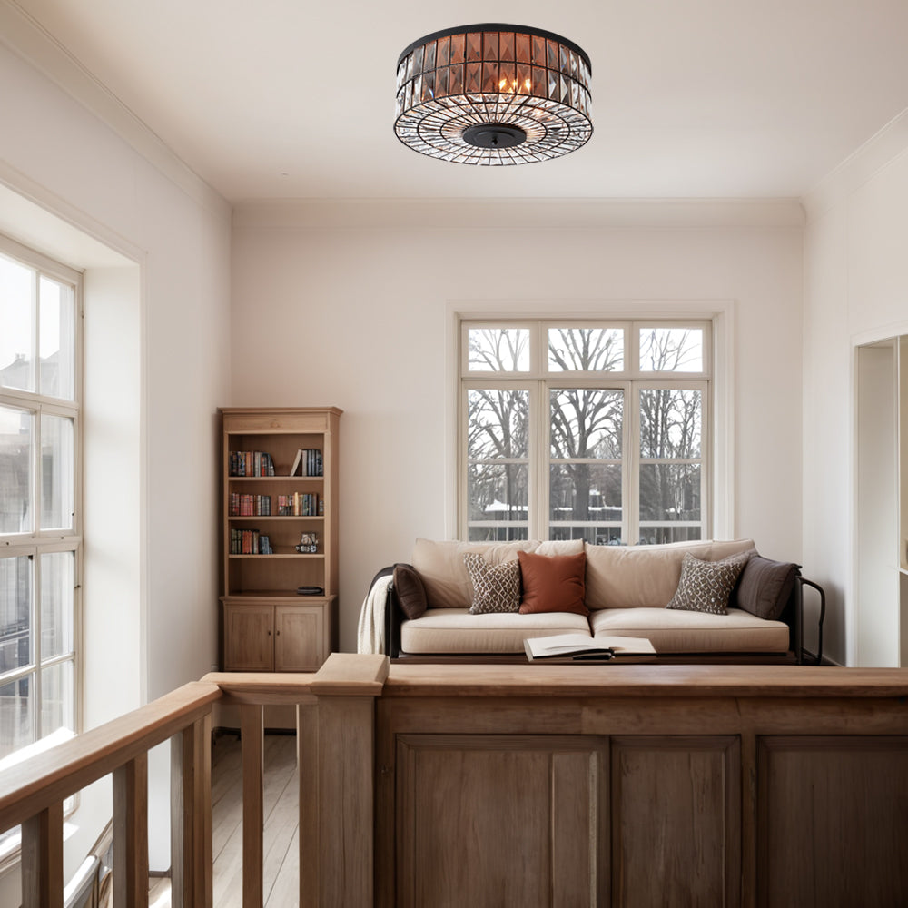 Modern Elegance Crystal Flush Mount - Premium Glass Crystals, Suitable for Dining Room and Living Room Ceiling Lights