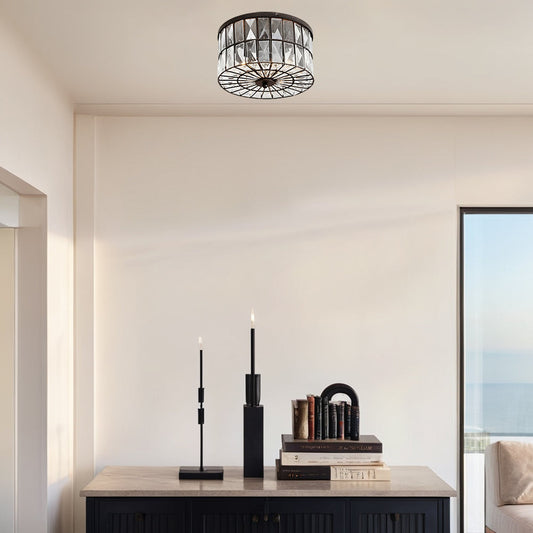 Modern Elegance Crystal Flush Mount - Premium Glass Crystals, Suitable for Dining Room and Living Room Ceiling Lights