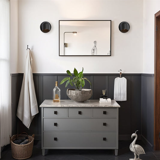 Small Dome LED Wall Sconce-Black, Swedish Design, Integrated LED, Modern, Functional, Bath Sconces, Bathroom Sconce, Bathroom Wall Lights