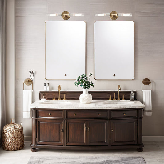 Antique Bronze Double Tube Sconce with Ribbed Glass Shades and Cylindrical Design for Durable Indoor Lighting - Ideal for Bathroom and Bedroom Wall Sconces