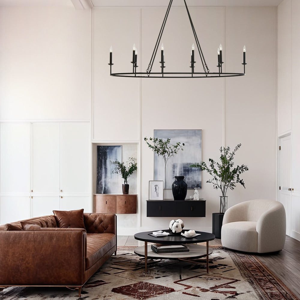 Dimmable Candelabra Glow Chandelier - Candelabra-Inspired Design with Dimmable Bronze Finish and Candle-Style Lights - Stylish Hanging Light Fixture for Living Room