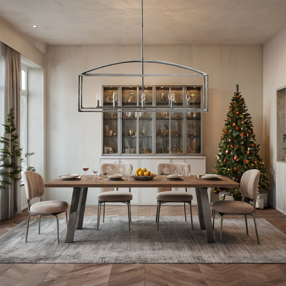 ForgeCurve Dining Chandelier - Modern Hand-Forged Chandelier with Organic Curves Suitable for Dining Room And Living Room