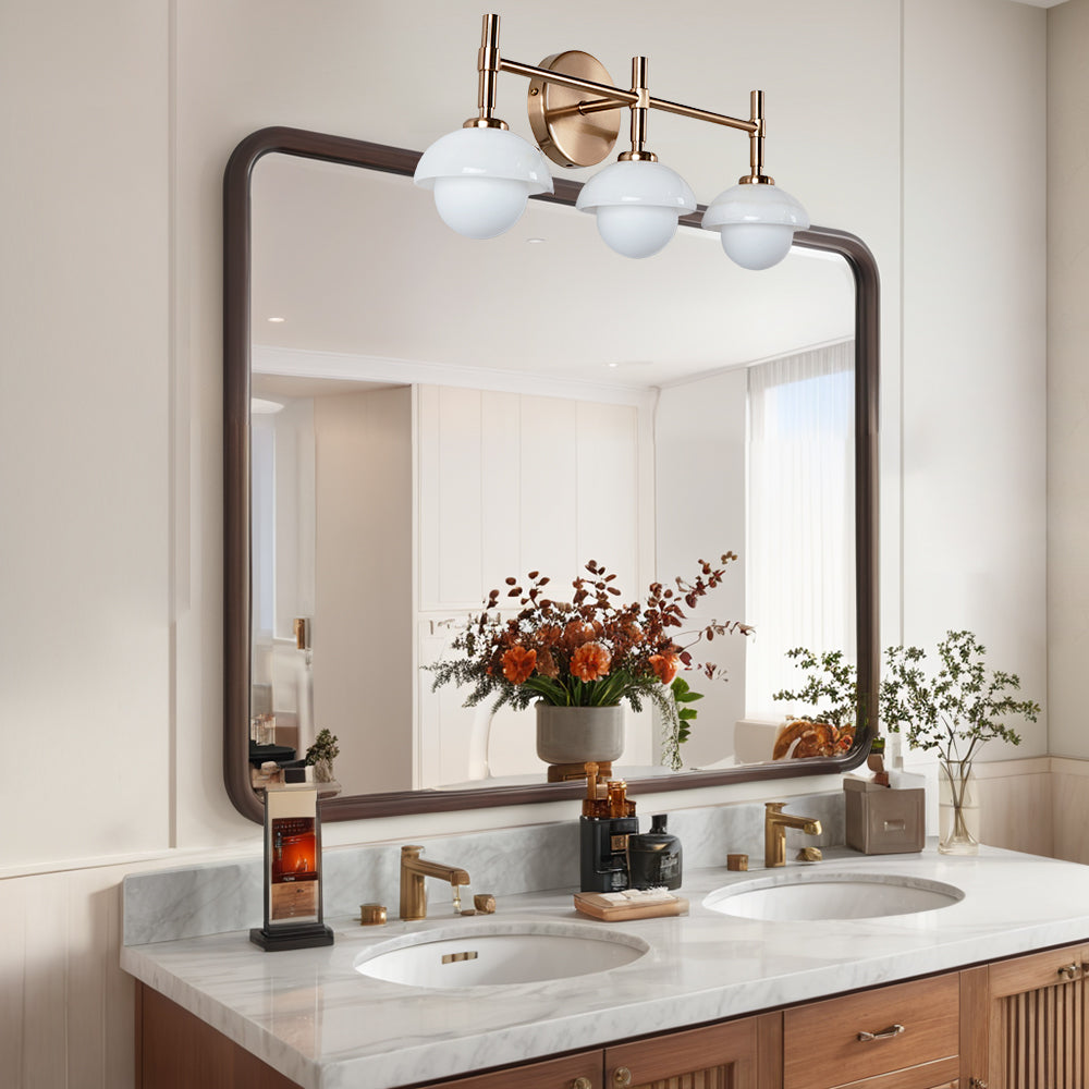Opulent Glow Hand-Carved Alabaster Bathroom Sconce with Opal Shades - Elegant Light Fixture for Bedrooms, Bathrooms, and Living Rooms