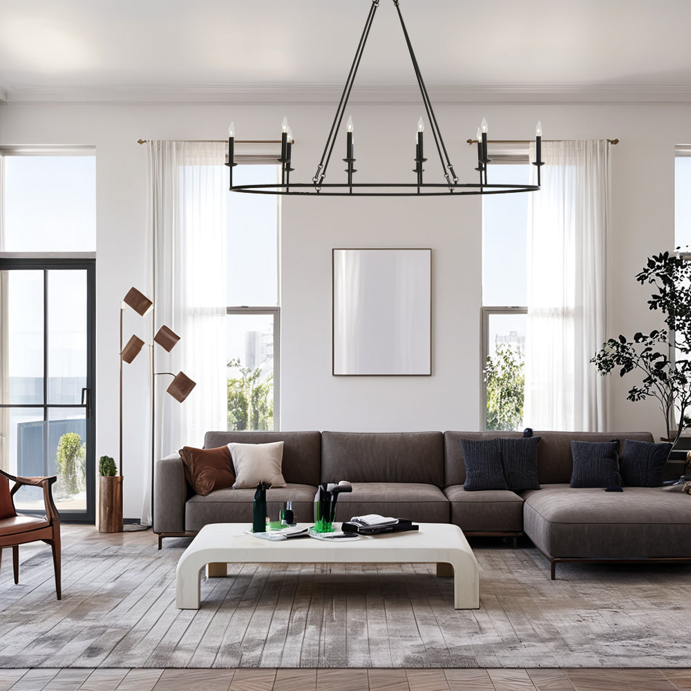 Dimmable Candelabra Glow Chandelier - Candelabra-Inspired Design with Dimmable Bronze Finish and Candle-Style Lights - Stylish Hanging Light Fixture for Living Room