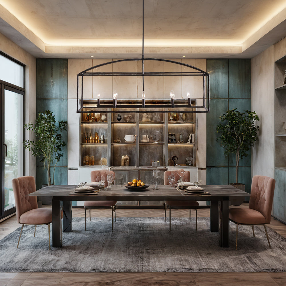ForgeCurve Dining Chandelier - Modern Hand-Forged Chandelier with Organic Curves Suitable for Dining Room And Living Room