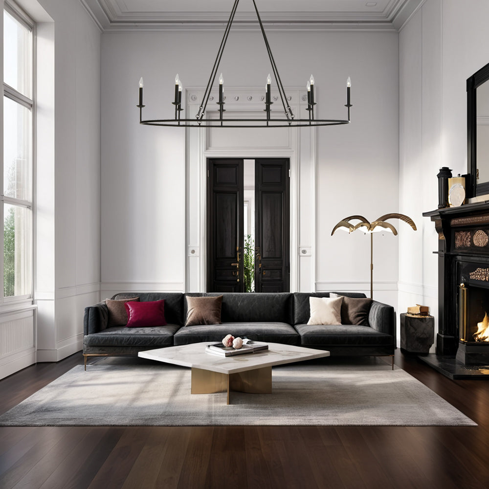 Dimmable Candelabra Glow Chandelier - Candelabra-Inspired Design with Dimmable Bronze Finish and Candle-Style Lights - Stylish Hanging Light Fixture for Living Room