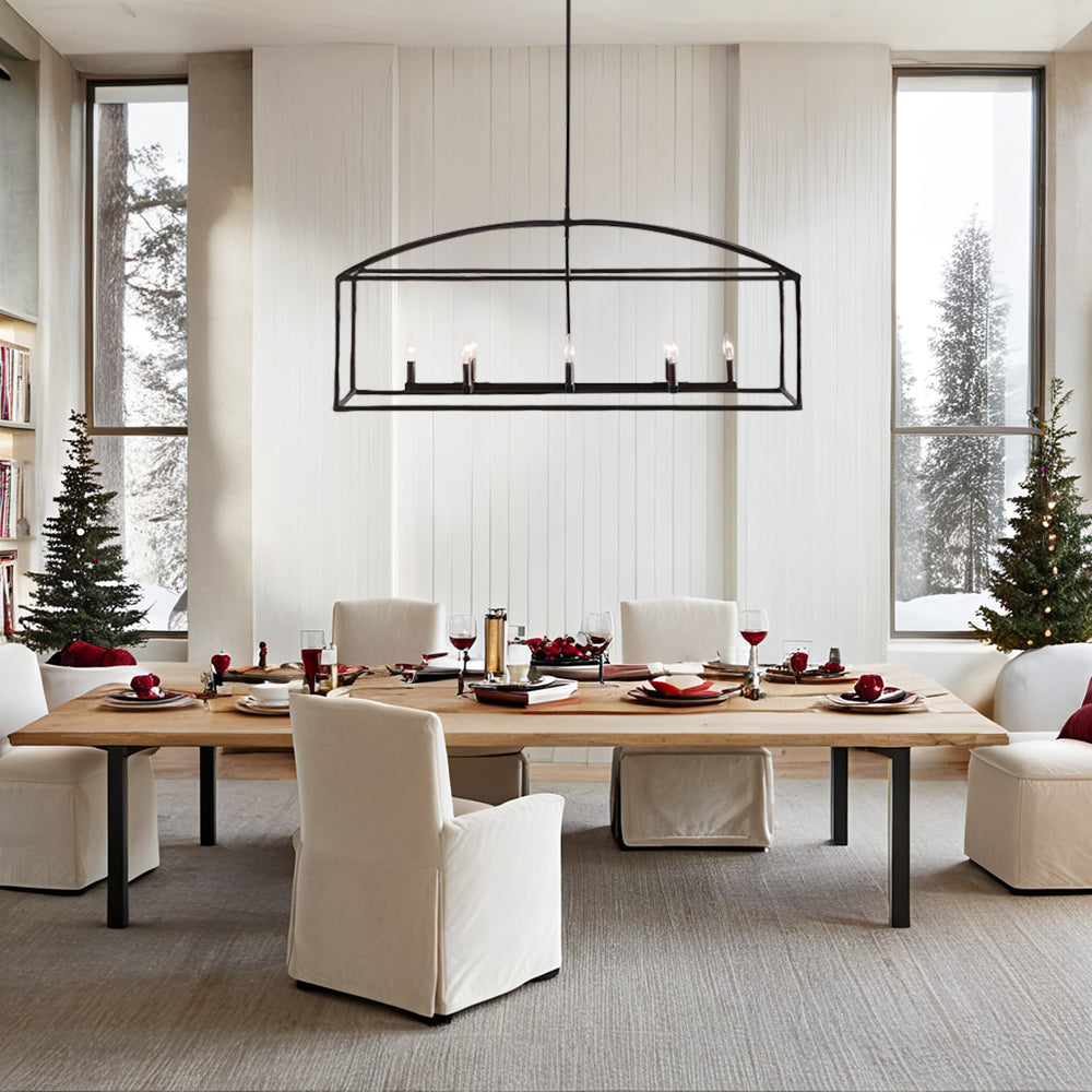 ForgeCurve Dining Chandelier - Modern Hand-Forged Chandelier with Organic Curves Suitable for Dining Room And Living Room