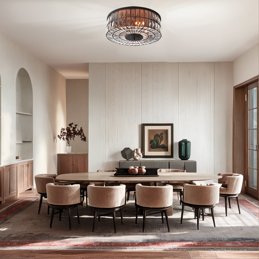 Modern Elegance Crystal Flush Mount - Premium Glass Crystals, Suitable for Dining Room and Living Room Ceiling Lights