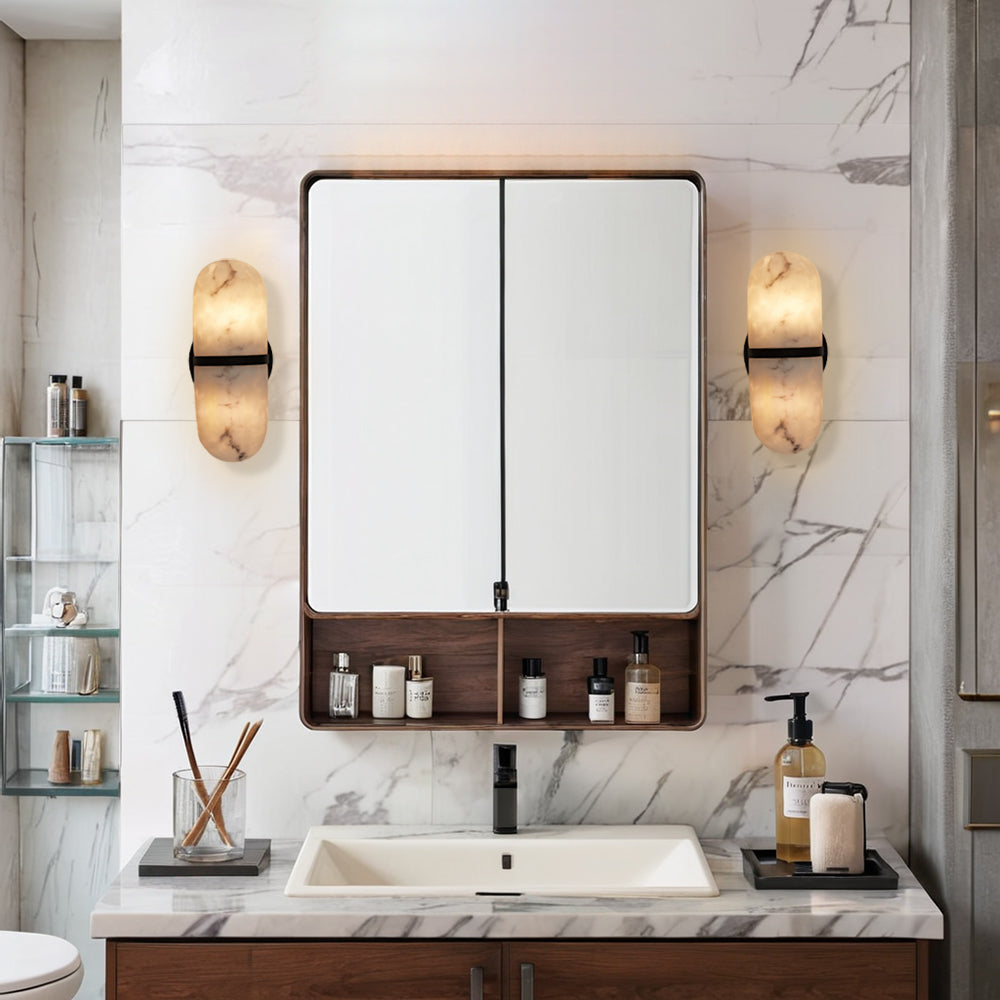 Resin Wall Sconce - Premium Resin Exterior Mimicking Marble, Damp Rated, Hardwired - Ideal for Wall Sconces, Bathroom Sconce, Kitchen Sconce, and Exterior Wall Lights