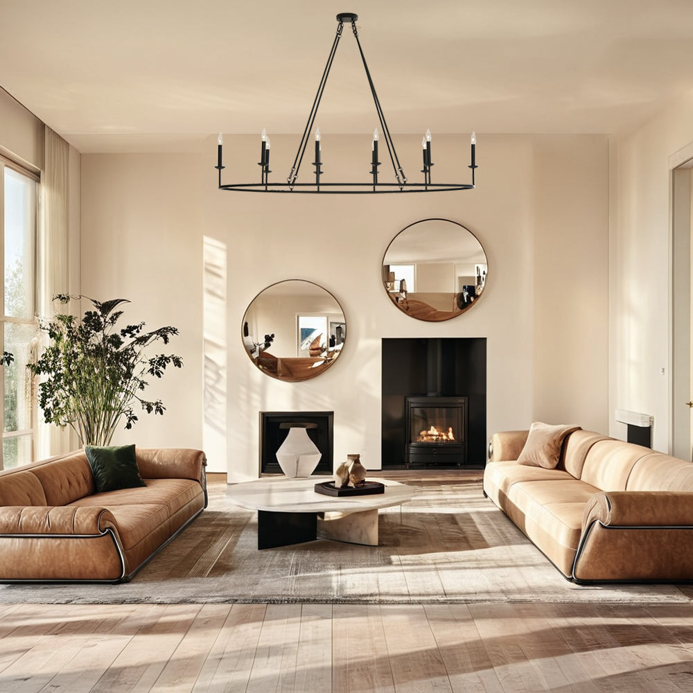 Dimmable Candelabra Glow Chandelier - Candelabra-Inspired Design with Dimmable Bronze Finish and Candle-Style Lights - Stylish Hanging Light Fixture for Living Room