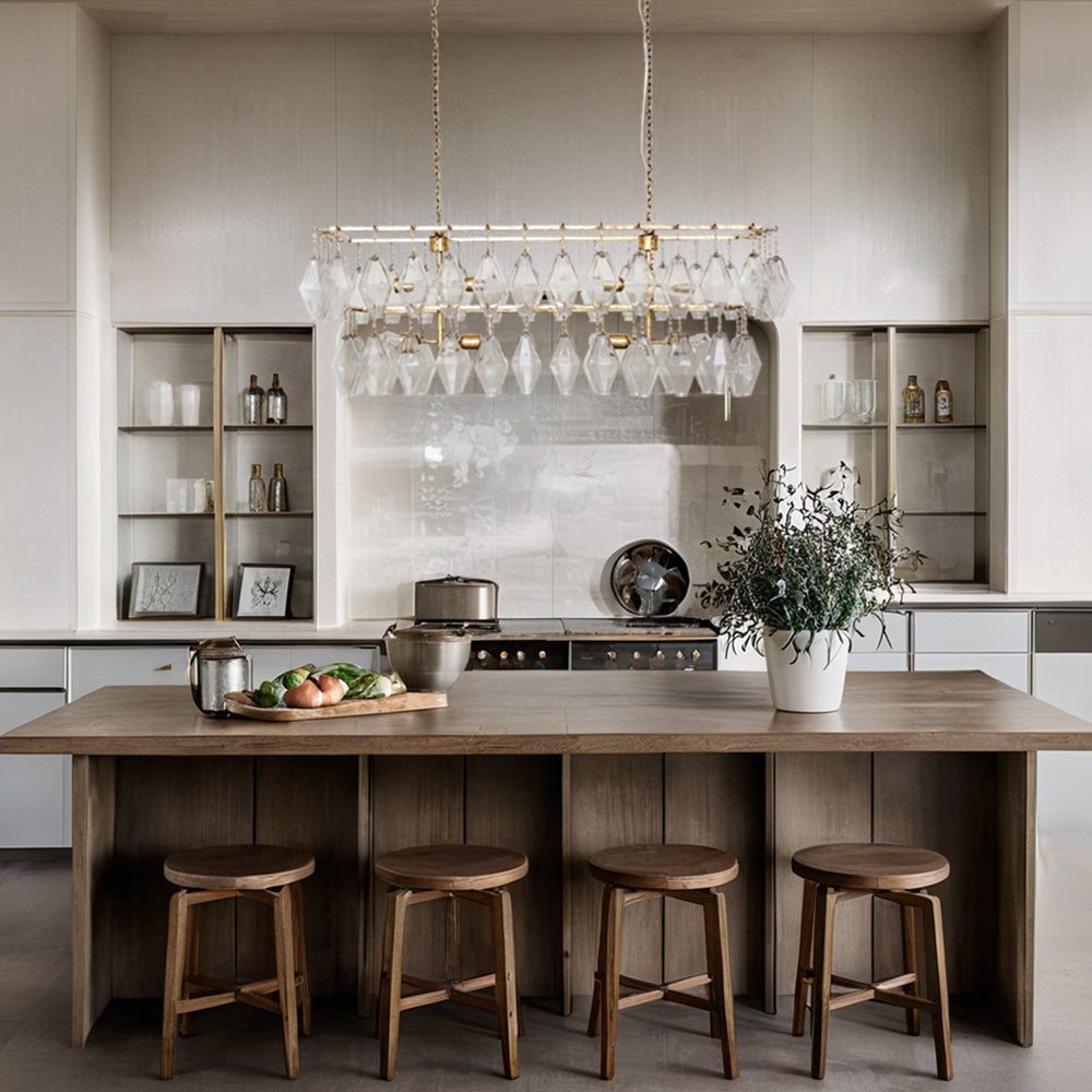 Elegant Cascade Hand-Finished Crystal Dining Room Chandelier - Exquisite Adjustable Light Fixture, Suitable for Living Room and Dining Room