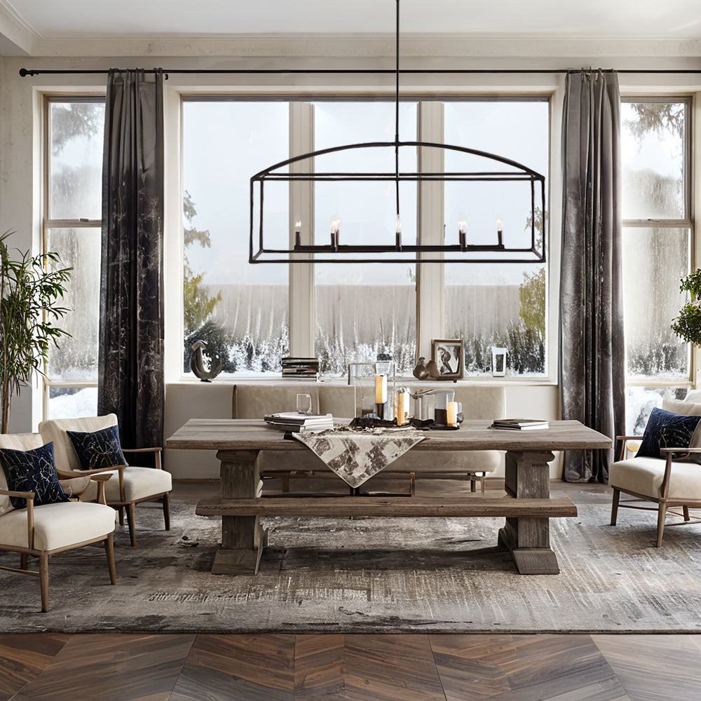 ForgeCurve Dining Chandelier - Modern Hand-Forged Chandelier with Organic Curves Suitable for Dining Room And Living Room