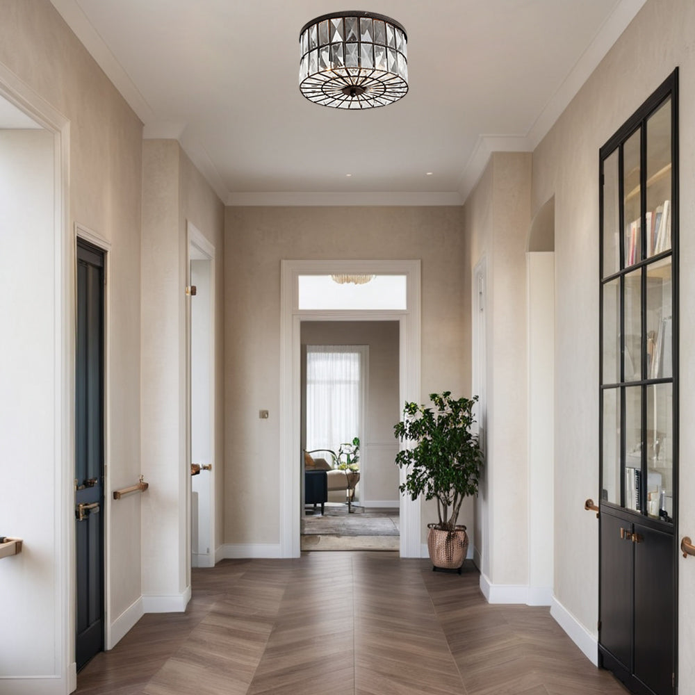 Modern Elegance Crystal Flush Mount - Premium Glass Crystals, Suitable for Dining Room and Living Room Ceiling Lights