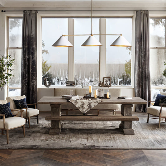 Adjustable 3-Light Chandelier - Brass and Iron Fixture for Dining Area Lighting, Ideal for Living Room and Sitting Room Ceiling Lights