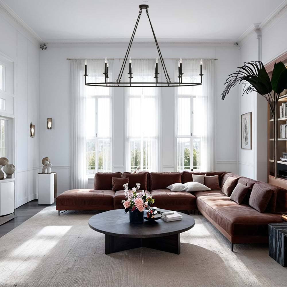 Dimmable Candelabra Glow Chandelier - Candelabra-Inspired Design with Dimmable Bronze Finish and Candle-Style Lights - Stylish Hanging Light Fixture for Living Room
