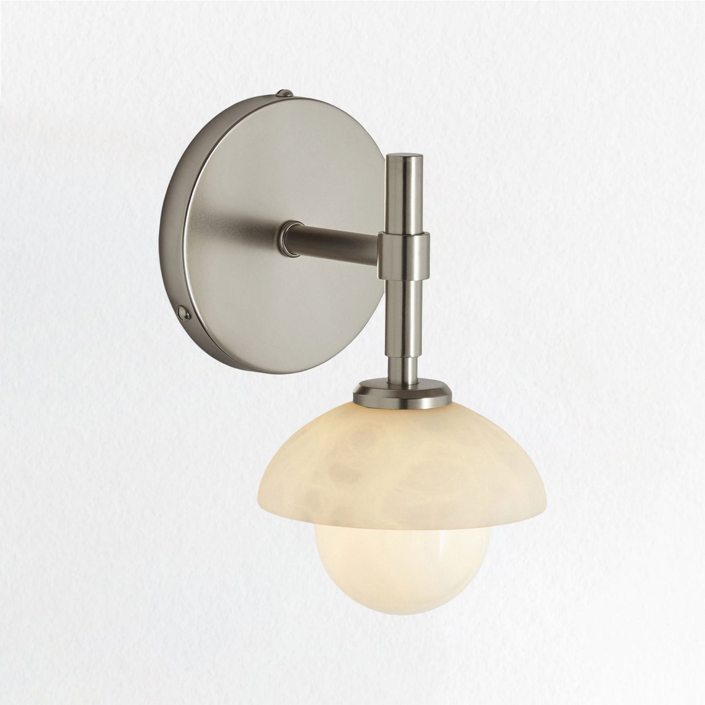 Alabaster Glow Hand-Carved Bathroom Sconce - Elegant Brass Light Fixture with Opal and Alabaster Shades, Suitable for Bathroom and Living Room