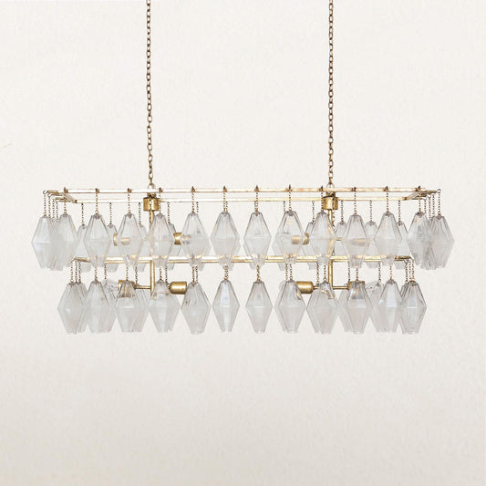 Elegant Cascade Hand-Finished Crystal Dining Room Chandelier - Exquisite Adjustable Light Fixture, Suitable for Living Room and Dining Room